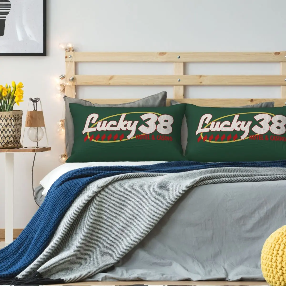 Lucky 38 Hotel & Casino Fallout New Vegas - Funda de almohada rectangular de lino, funda de cojín de poliéster para dormitorio, hogar, cómoda almohada decorativa