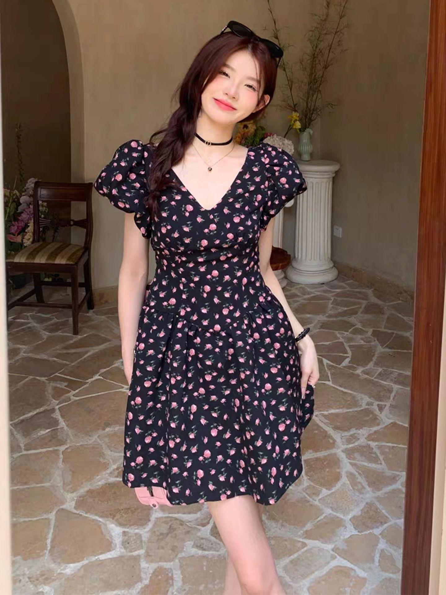 Bla 花柄プリント ドレープ レディース エレガント ウエストシェイプ スリムスカート 春夏新作 ポリエステル繊維 オルト S...