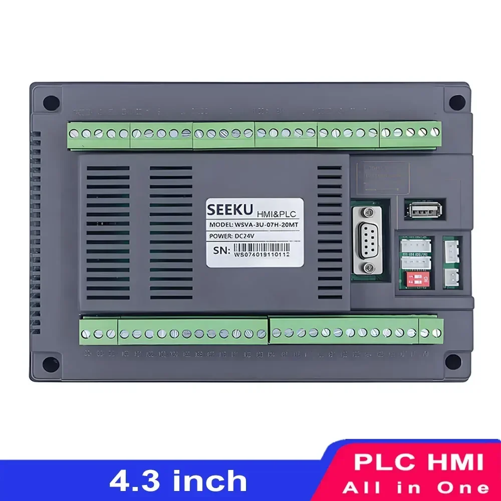 

4.3 Inch HMI with FX3U HMI PLC All in One Integrated PLC-HMI Combo with RS485 PLC supports Mitsubishi GX developer or GX works 2