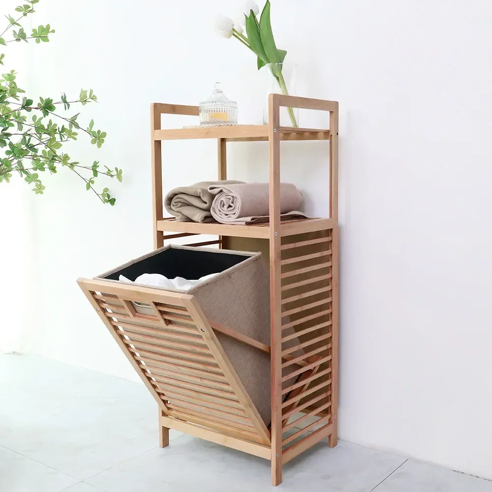 

INS Style Household Dirty Clothes Basket Bathroom Large Capacity Storage Rack Japanese Layered Washing Machine Storage Rack