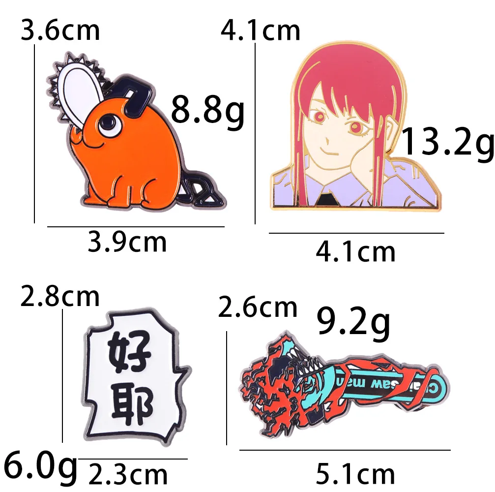 Anime  Cosplay Jewelry Chain saw Man Enamel Pins Denji Makima Power PochitaBrooch Pin Fans Collection Gift Props