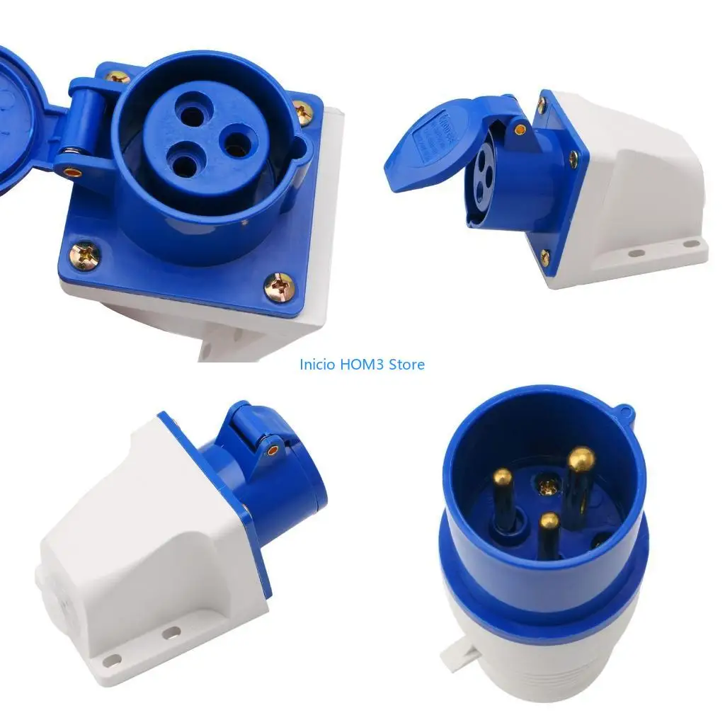 A5YD 16 Amp 3 Pin Industrial Plug 220-250V Weatherproof IP44 2P+E 3Phase 16A