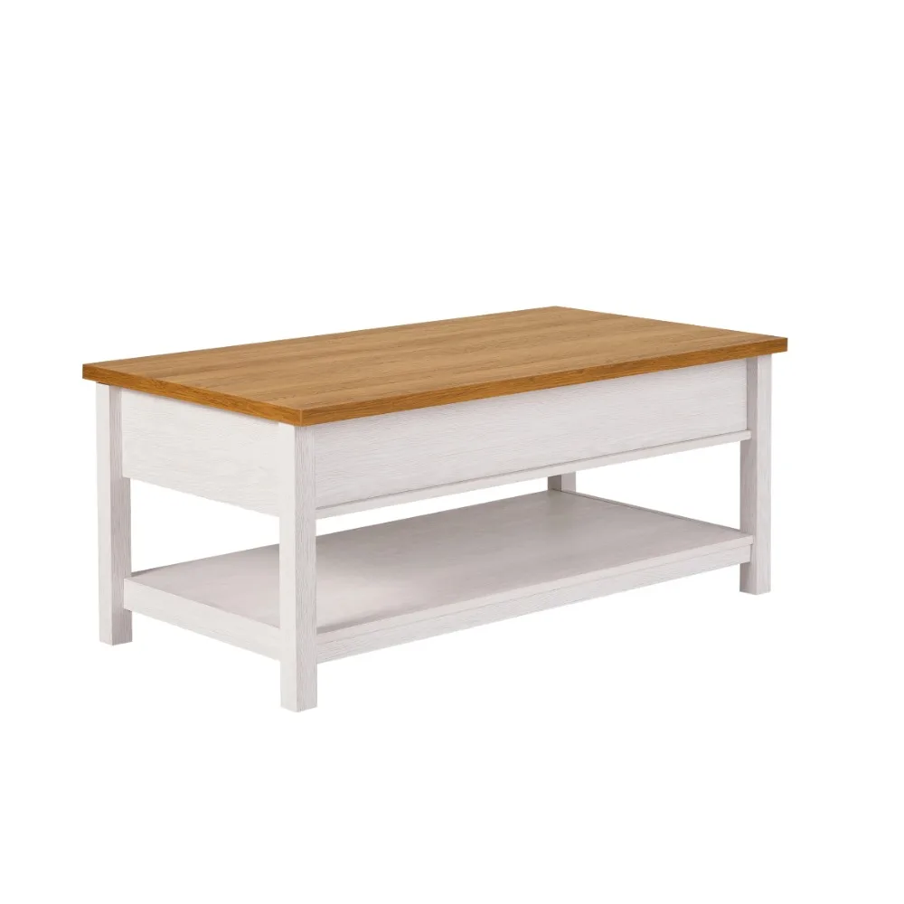 현대식 농가 ​​커피 테이블, 설화석고 및 라이트 허니 마감