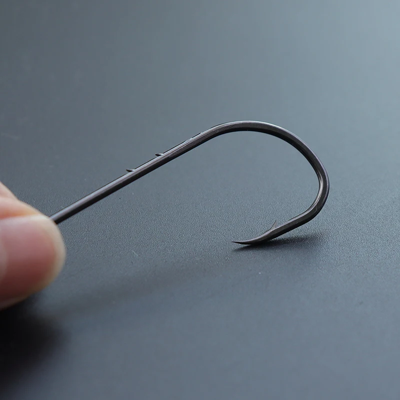110pcs/box Long Shank Barbed Fishing Hooks High Carbon Steel Double Baits O-Ring Head Strong Sharp Fishhooks For OceanSeaFishing