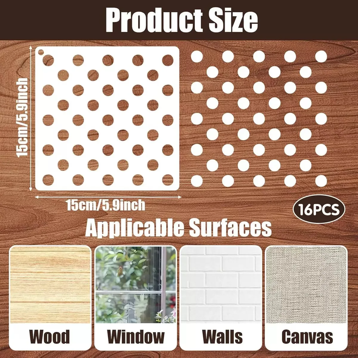 16Pcs Circle Stencils for Drawing, Round Geometric Stencils Polka Dot Stencils Mixed Media Circle Painting Stencil for Drafting