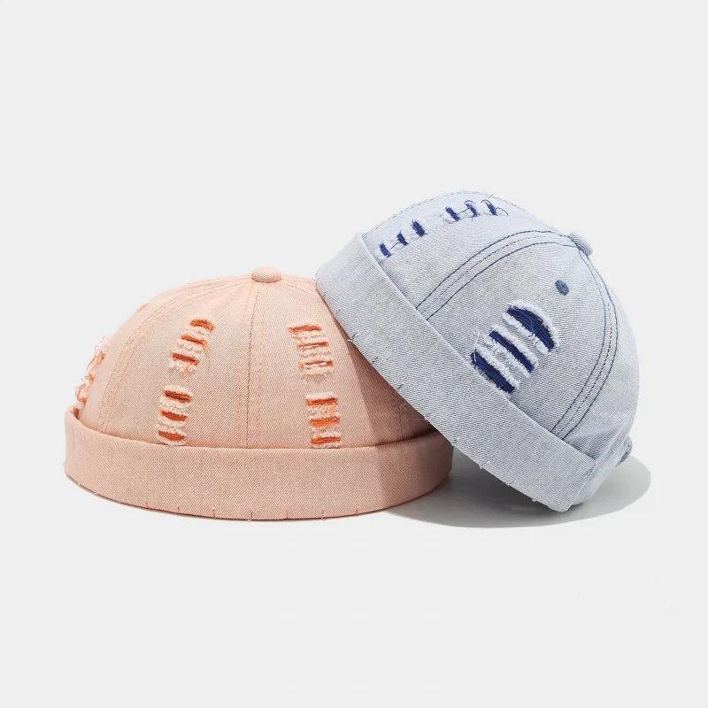 Japandi New Light Color Distressed Docker Cap Spring Summer Unisex Yuppie Trendy Landlord Hat