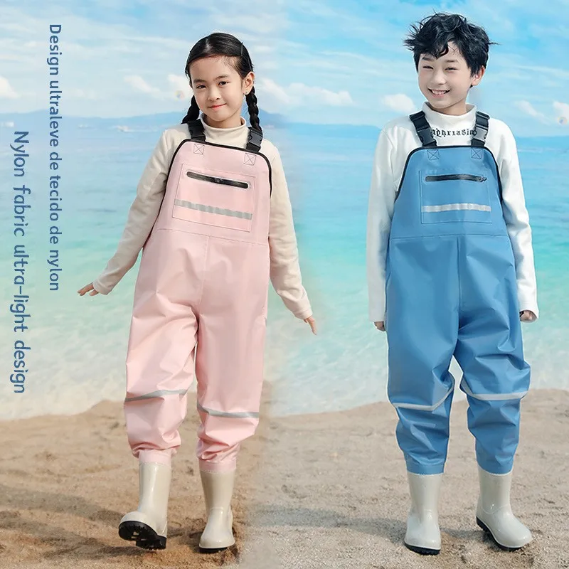children's-waterproof-overall-play-water-suit-fishing-beach-rain-pants-unisex-long-length-nylon-pvc-fabric-winter-outdoor-cam