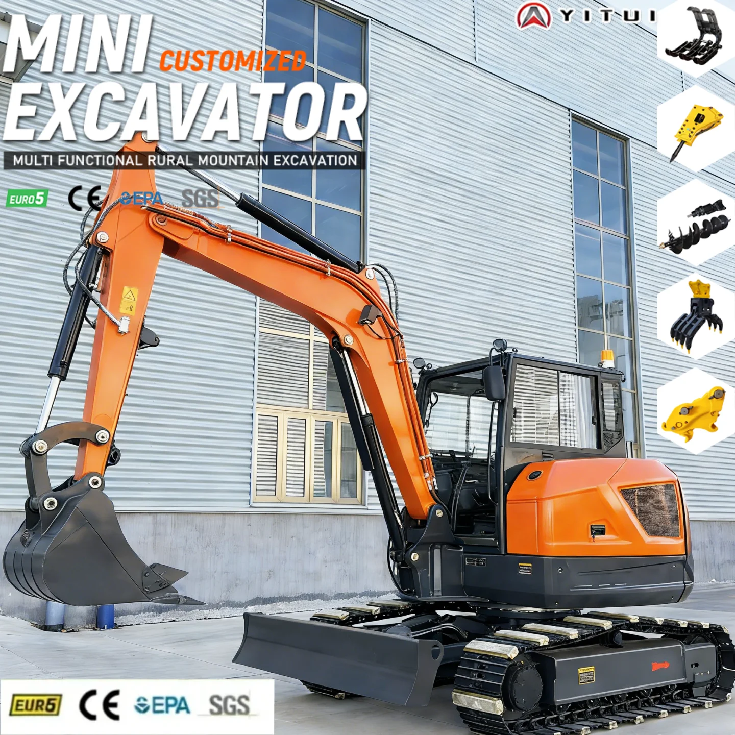 

Customized Mini Excavator 6.5 Ton Micro Digger with Bucket - Lightweight Crawler Excavator for Indoor Demolition & Yard Work