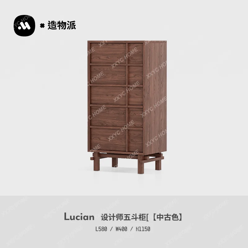 *Retro five-bucket locker, large-capacity minimalist bedroom against the wall, multi-layer storage locker at the end of the bed