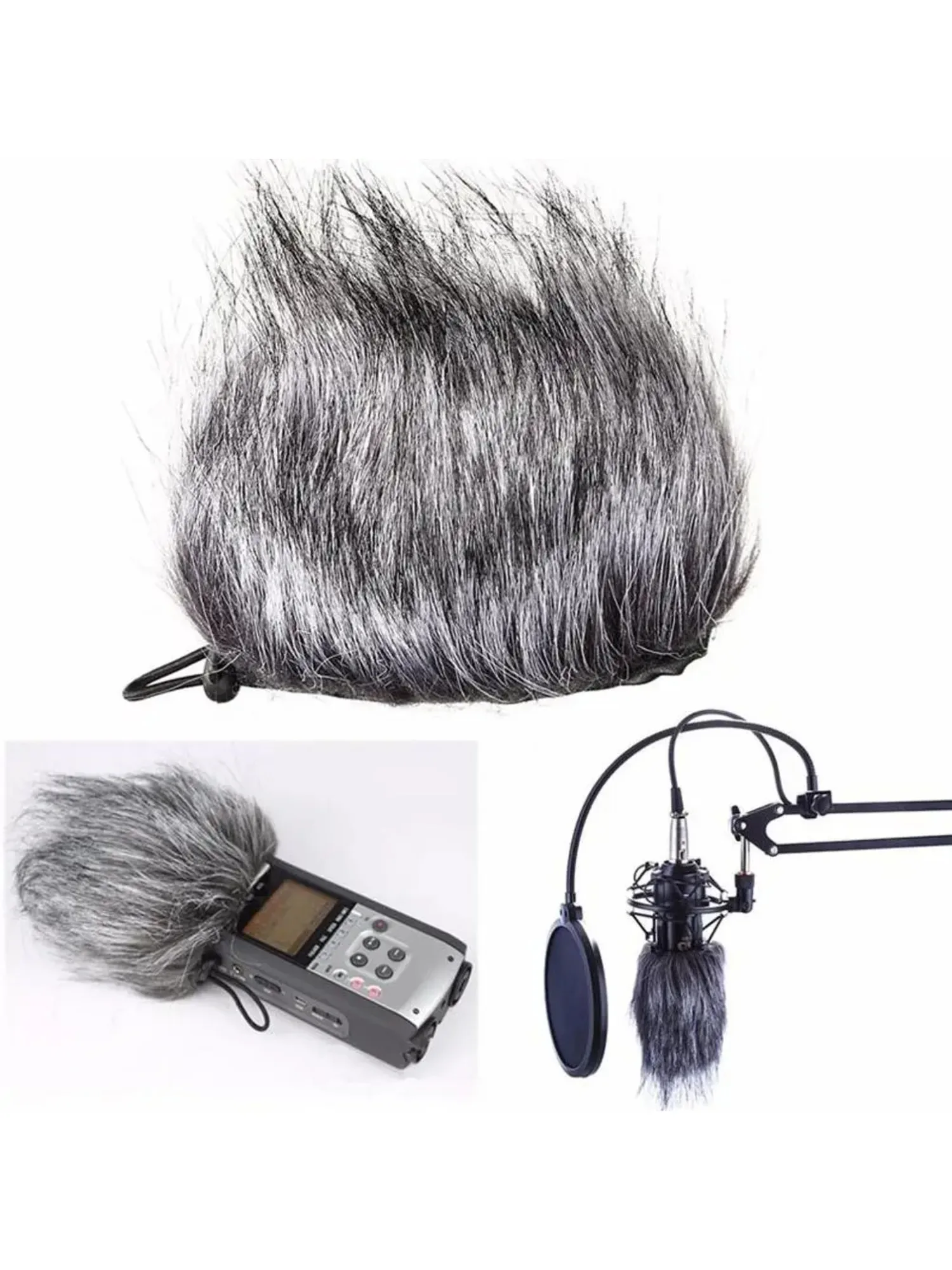 Artificial Fur Wind Microphone Cover Muff Windscreen Sleeve Shield For Zoom H5/H6 Recorder,For Sony D50 TASCAM DR40. DR100 view 6