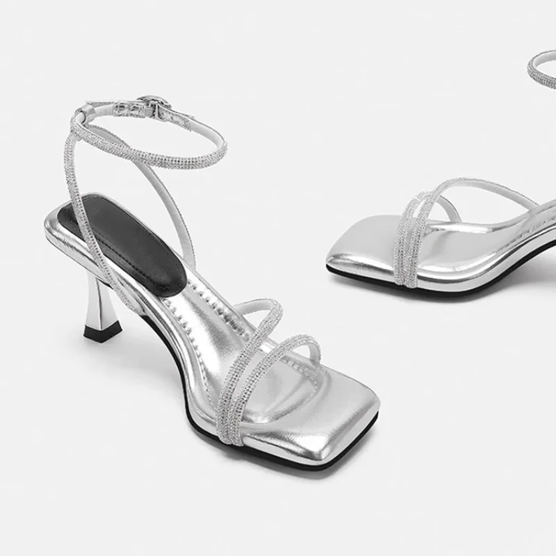 Summer Open Toe Fashion Sandals Women Thin High Heels Ladies Narrow Band Buckle Strap Women Pumps Wedding Party Shoes 6734 view 2