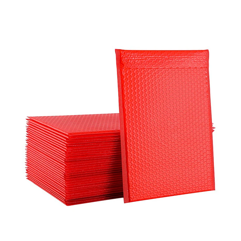 50Pcs Red Plastic Bubble Bags Self Seal Adhesive Bubble Mailers Clothings/Jewelry Packaging Bubble Envelope Books Protect Bag