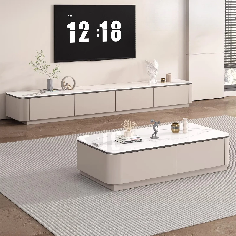 160 180 200 220 240cm Wooden sintered stone tv stand Modern high-end luxury design tv stand Storage locker living room furniture