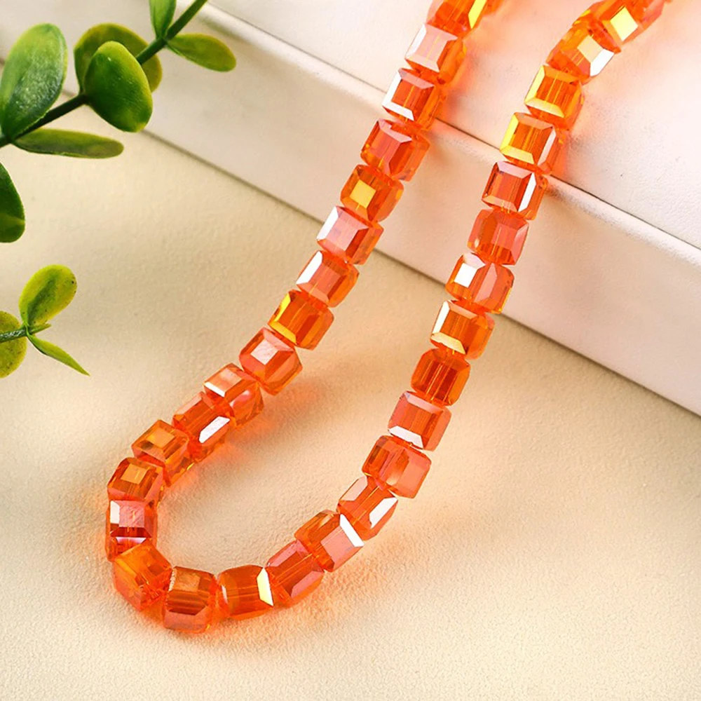 

4/6/8mm Square Faceted Glass Bead Strands Cubic Crystal Style Beads Cube Beads for Jewelry Making DIY Bracelet 26XCFT28