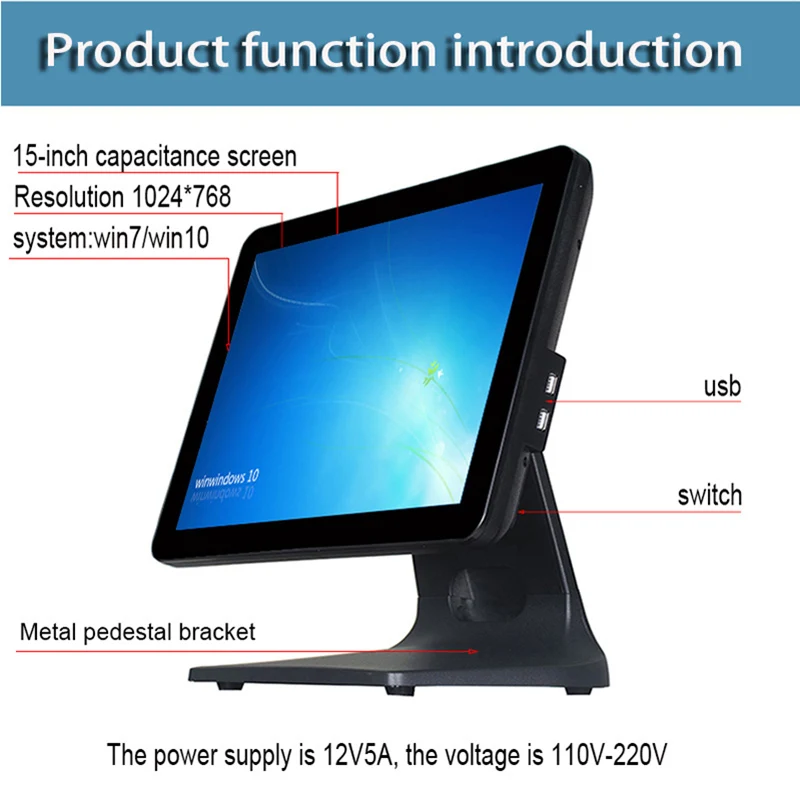 15 Inch Single Touch Screen Point Of Sale System Machine All In One Cheap Cash Register Systems Pos System For Retail Shop