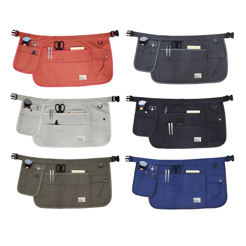 Canvas Multi-Pockets Waist Apron Bulk Set Short Waitress Waiter Server Half