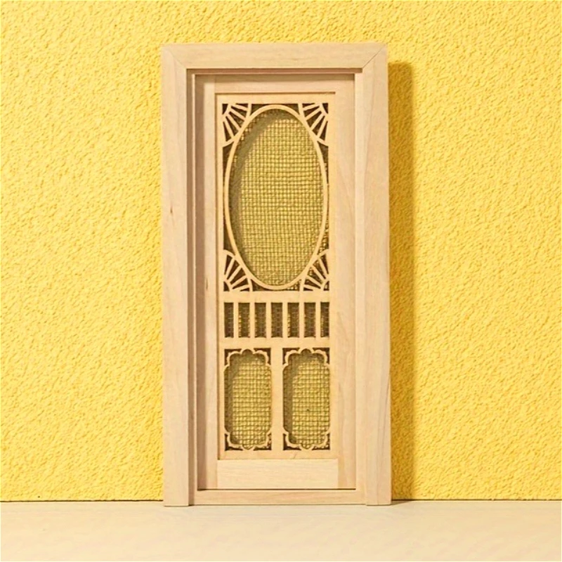 1 قطعة 1:12 مقياس دمية مصغرة باب خشبي باب الشاشة مع تصميم جوفاء مثالية لأبواب الديكور نموذج المشهد الهواة