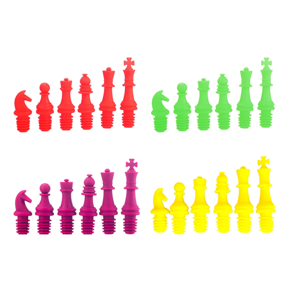

6pcs Wine Stoppers Novelty Chess Wine Bottle Stopper Set Reusable Silicone Caps Beer Sealer Cover for Wine Beer Champange Alcoho