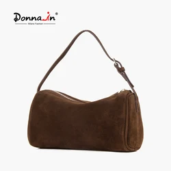 Donna-in Women's Handbag Soft Suede Mini Crossbody Lady Bags Zipper Natural Sheepskin Leather Hobo Shoulder Bag