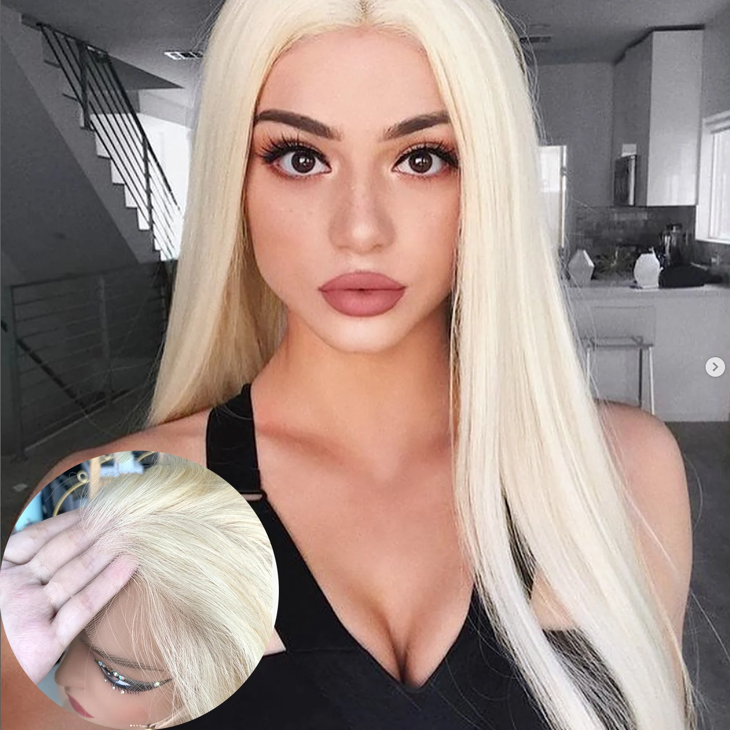 

White Hair Color Wig 13x6 Lace Front Wig Platinum Blonde Heat Resistant Fiber Hair Synthetic Lace Front Wigs for Women 24inch