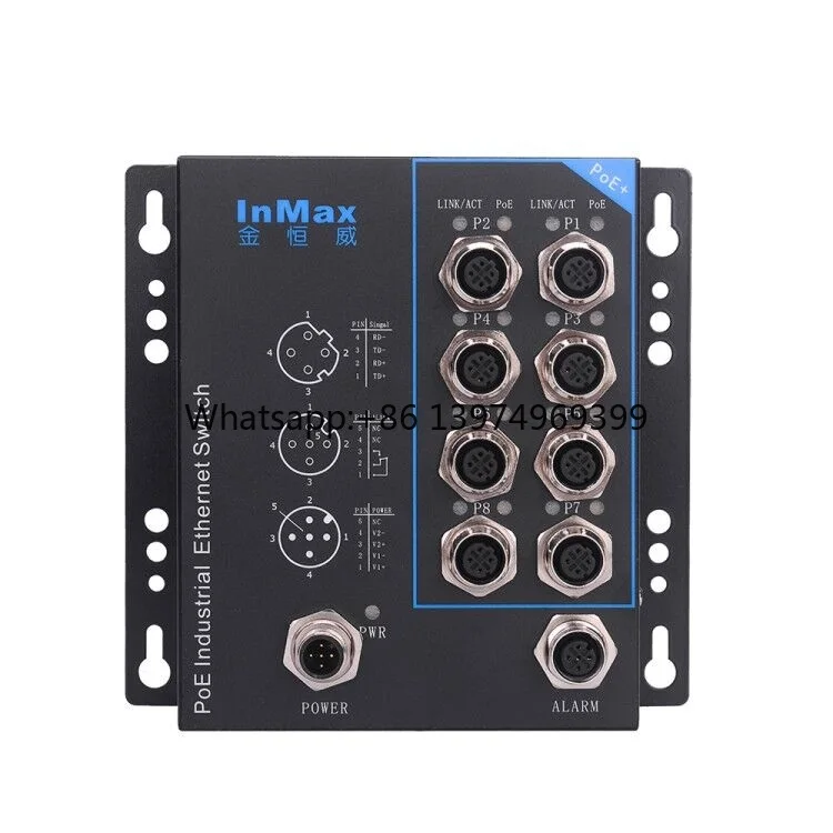 InMax Manufacturer M12 Switch 5 Port 8 Port 10/100M Railway Ethernet Switch Poe Industrial M12 Switch Railway
