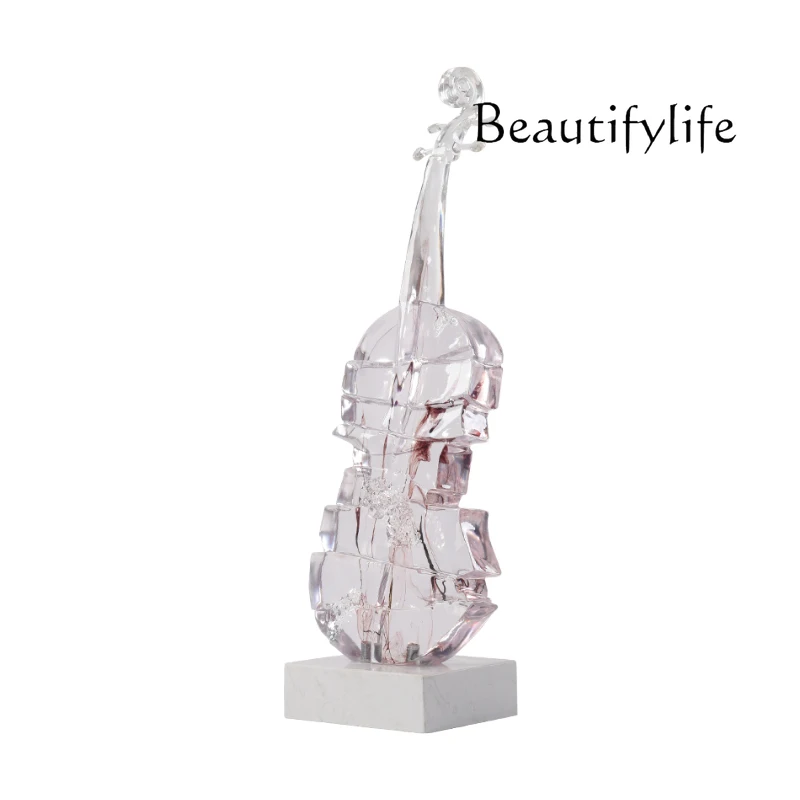 

Modern light luxury transparent crystal violin ornament sculpture high-end entrance living room large floor handicraft