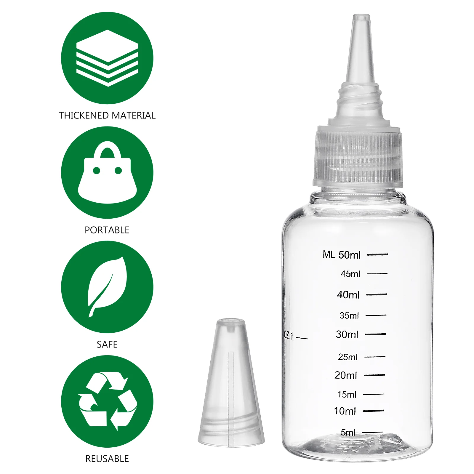 10 Pcs Frcolor Graduated Transparent Squeeze Bottle 50ml with Tip Cap 10pcs Packaged Cosmetics Bottles Applicator Empty Cover