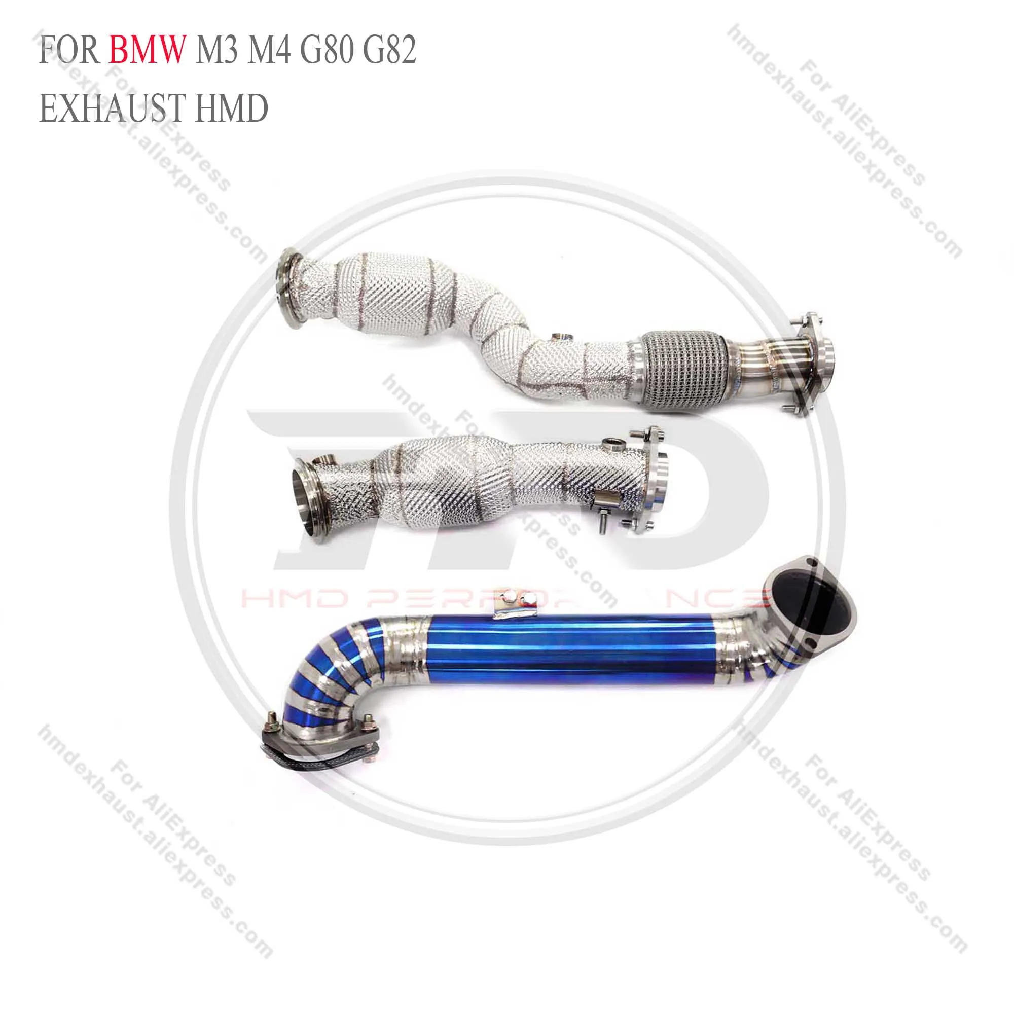 HMD Titanium Exhaust  Performance Downpipe and Front tube for BMW M3 M4 G80 G82 High Flow Heat Shield Engine