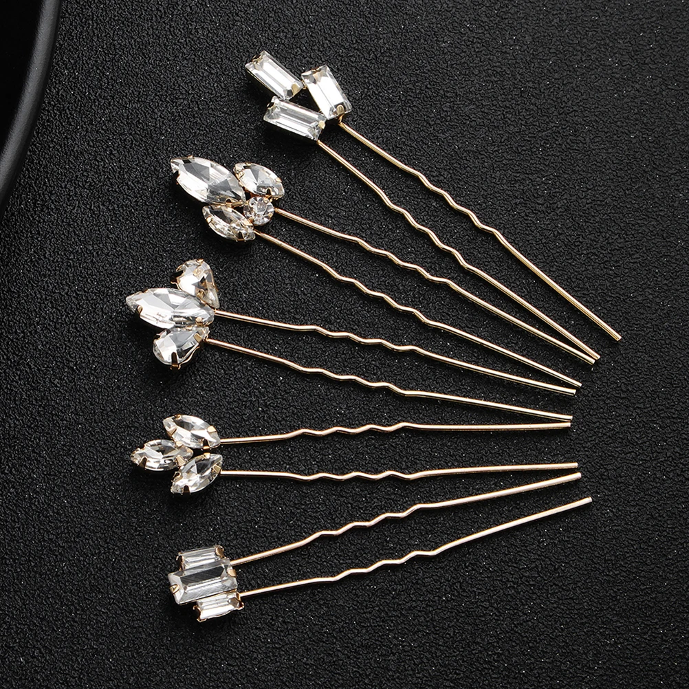 

5PCS Crystal Hair Pins Rhinestone Hair Chopsticks Elegant Diamond Hairpins for Girls Wedding Birthday Accessories