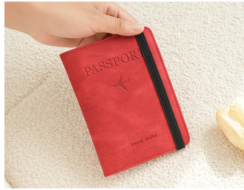 2024 RFID Blocking Passport Bag, PU Leather Case Simple Fashionable Multi-functional Document Bag, Passport Holder Travel Wallet