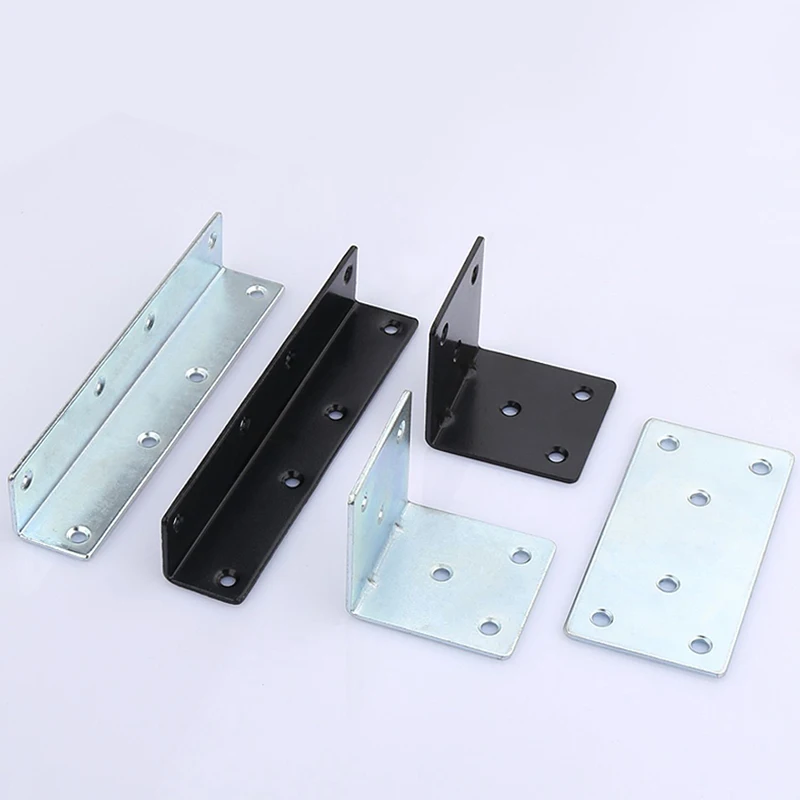 10Pcs L-shape Iron Corner Code Black 90 Degree Right Angle Bracket Fixed Connector Used For Board Shelf Support