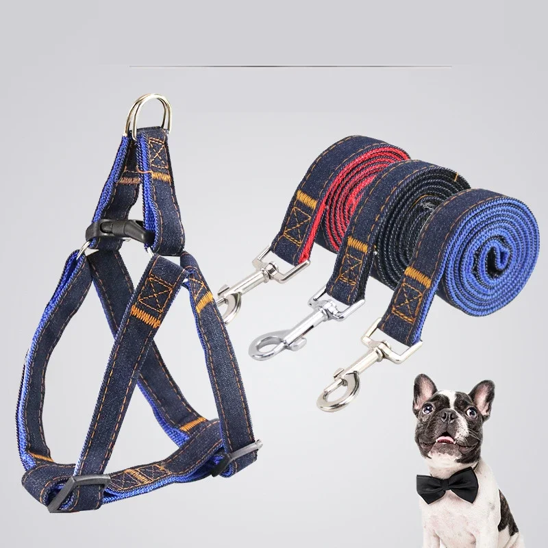New Dog Pet Harness with Leash Adjustable Vest Walking Supplies Breathable Soft Puppy Cowboy Style for Small Medium Dog