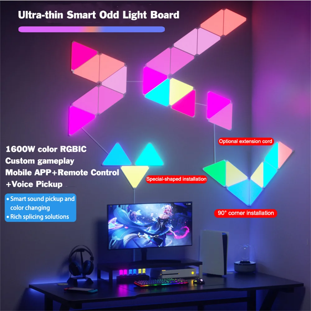 Nowe oryginalne Nanoleaf trójkąta nocnego w pełnym kolorze, inteligentne, nieparzyste światło działa z Mijia dla Apple Homekit Google Home