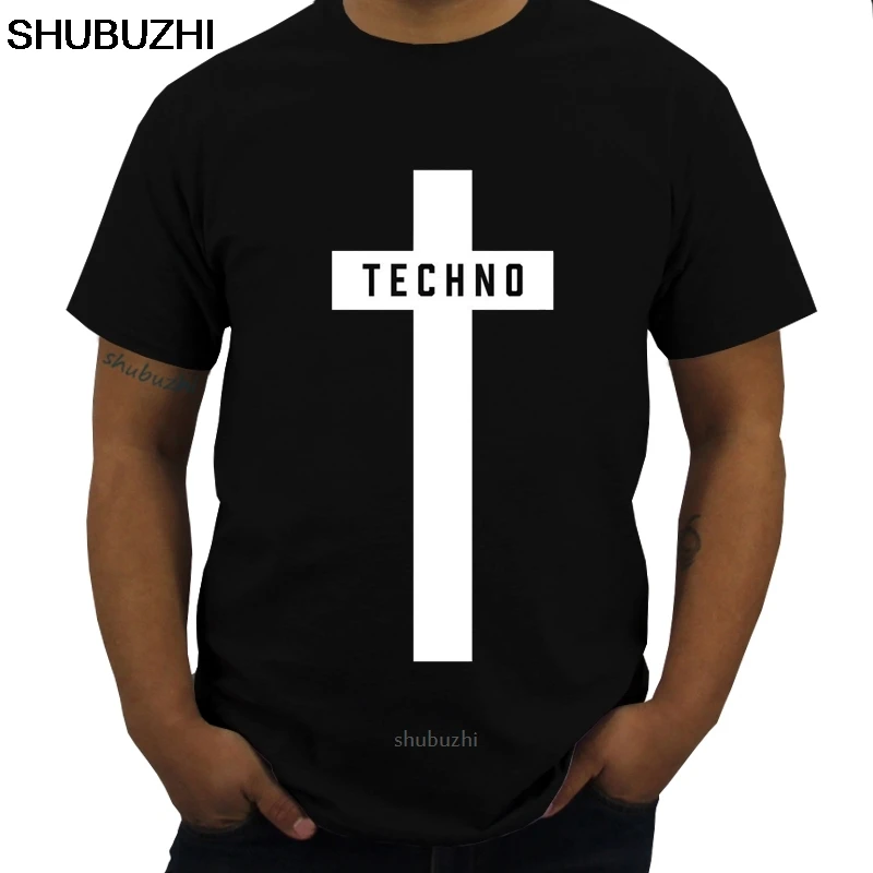 TECHNO CROSS PRINTED T-SHIRT MENS WOMENS MUSIC FESTIVAL BLACK DETROIT TEECool Casual pride men Fashion tshirt sbz8407