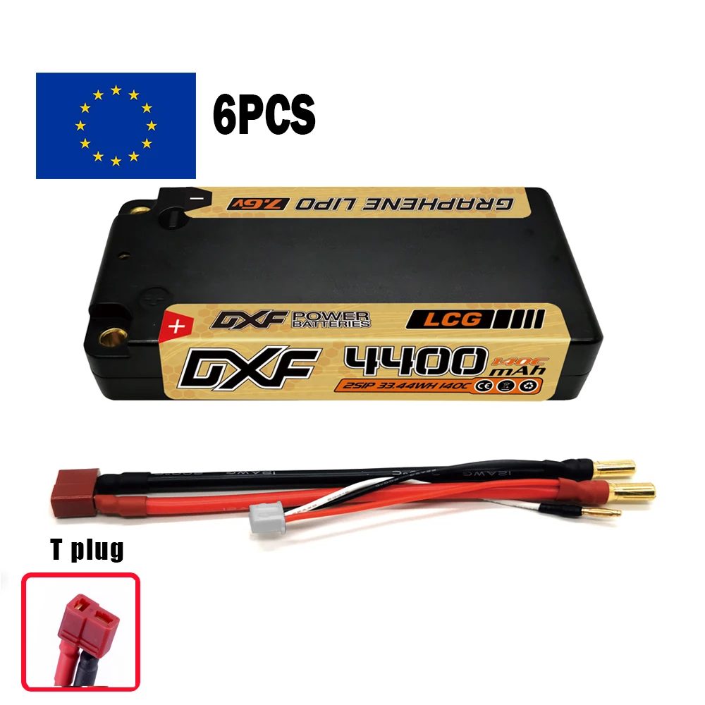 DXF 2S Shorty Lipo Akku 7,6V 140C 4400mAh 5mm T-Stecker Hardcase für 1/10 Buggy Truggy Offroad Boot Auto LKW RACING Helikopter