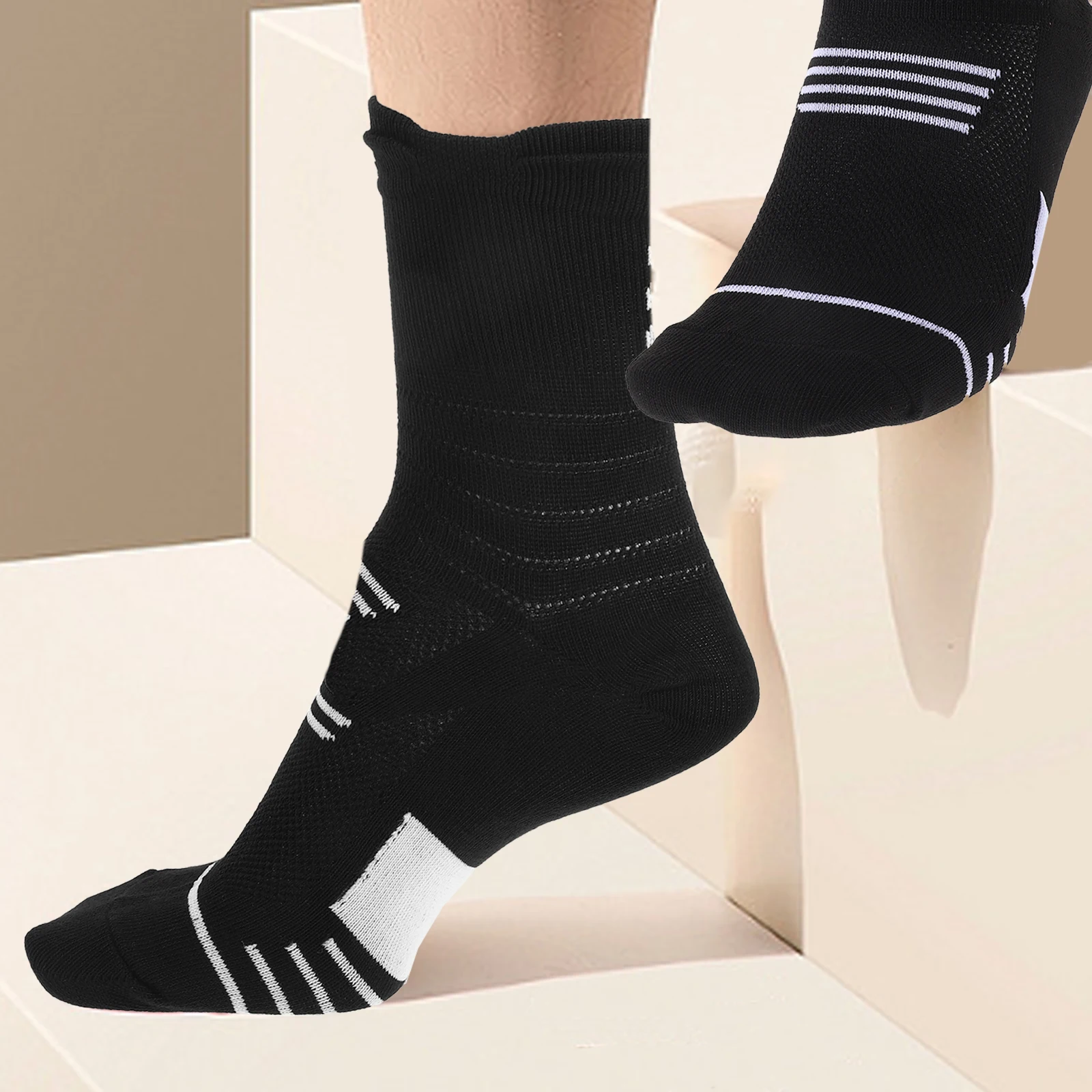 

2Pairs Skin Friendly Mid Calf Sports Socks Breathable Moisture Wicking Running Basketball Soccer Socks for Men Plantar Fasciitis