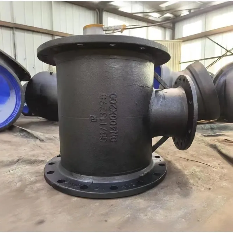 High Aluminum Cement Coated Ductile Iron Full Flange Tee Fitting DN400x200 Eco Friendly Economic Efficient Pipe Connection