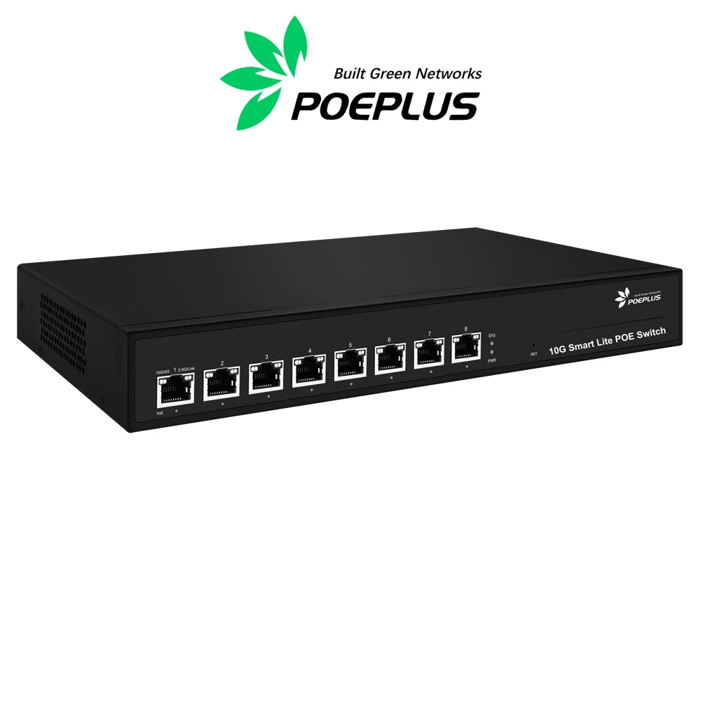 8-Port-Web-Managed-Switch |   Vollständiger 10Gbe POE-Switch | 100/1000/10000M adaptiv