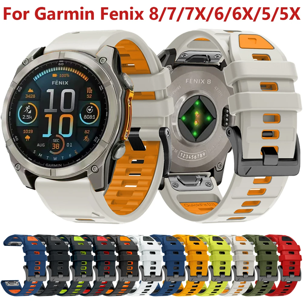 26mm 22mm Schraubschnalle für Garmin Fenix 8 E 7X 7 Pro 6X 6 Pro 5X Plus Silikonband Epix Gen 2 47mm 51mm Enduro 3 Armband