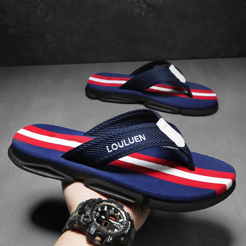 Men Fashion Basic Flip Flops Lightweight Soft Wear Resistant Flat Sandals Simple Non Slip Beach Daily Walking Shoes