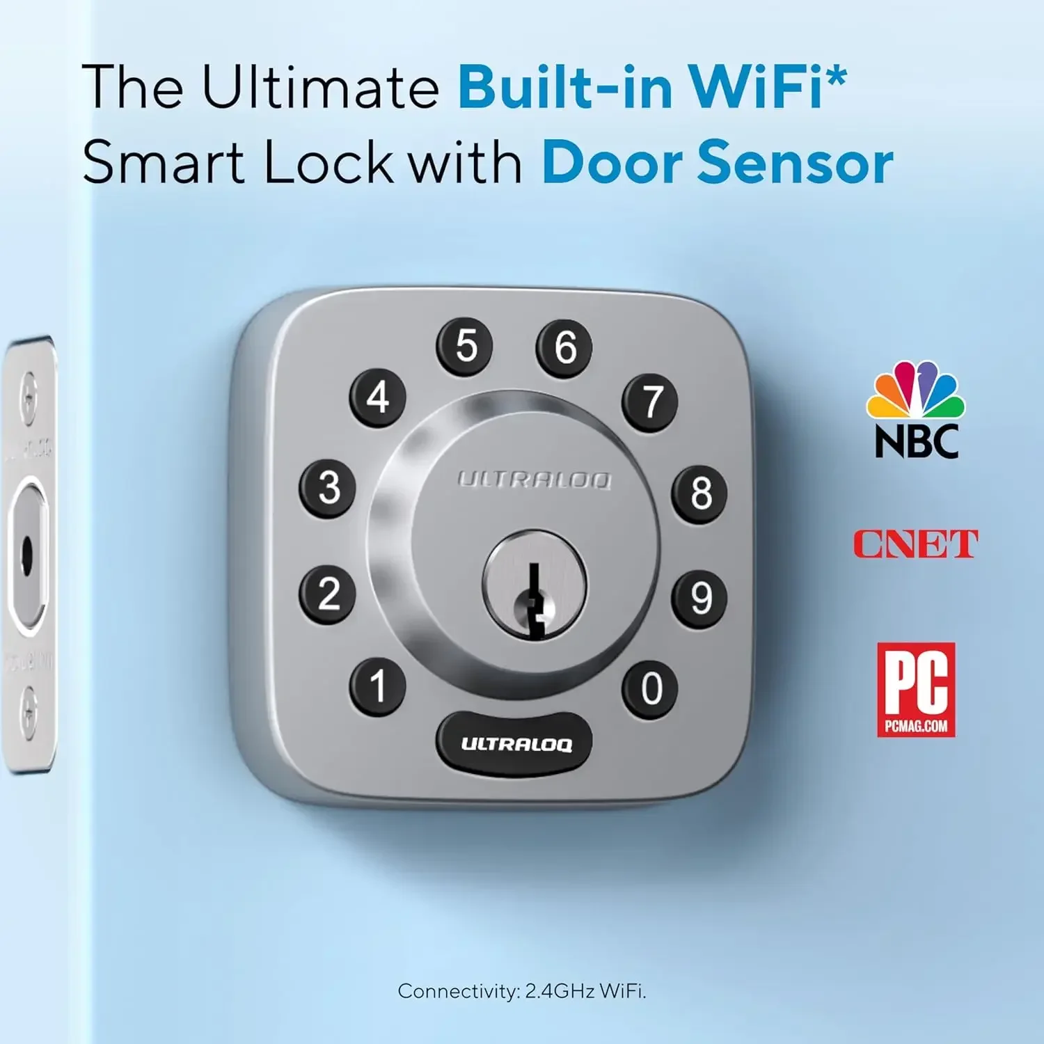 Smart Lock U-Bolt WiFi,Built-in WiFi Smart Door Lock with Door Sensor, Voice Control with Alexa, App Remote Access, Share Access