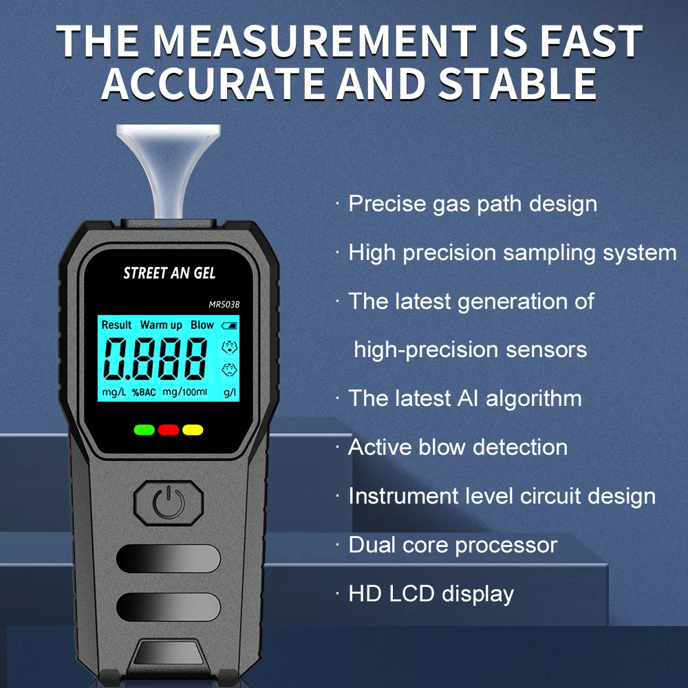 

Handheld Alcohol Detector Car Mounted Alcohol Detector with High Precision Non-contact Large Screen Display Alcohol Tester