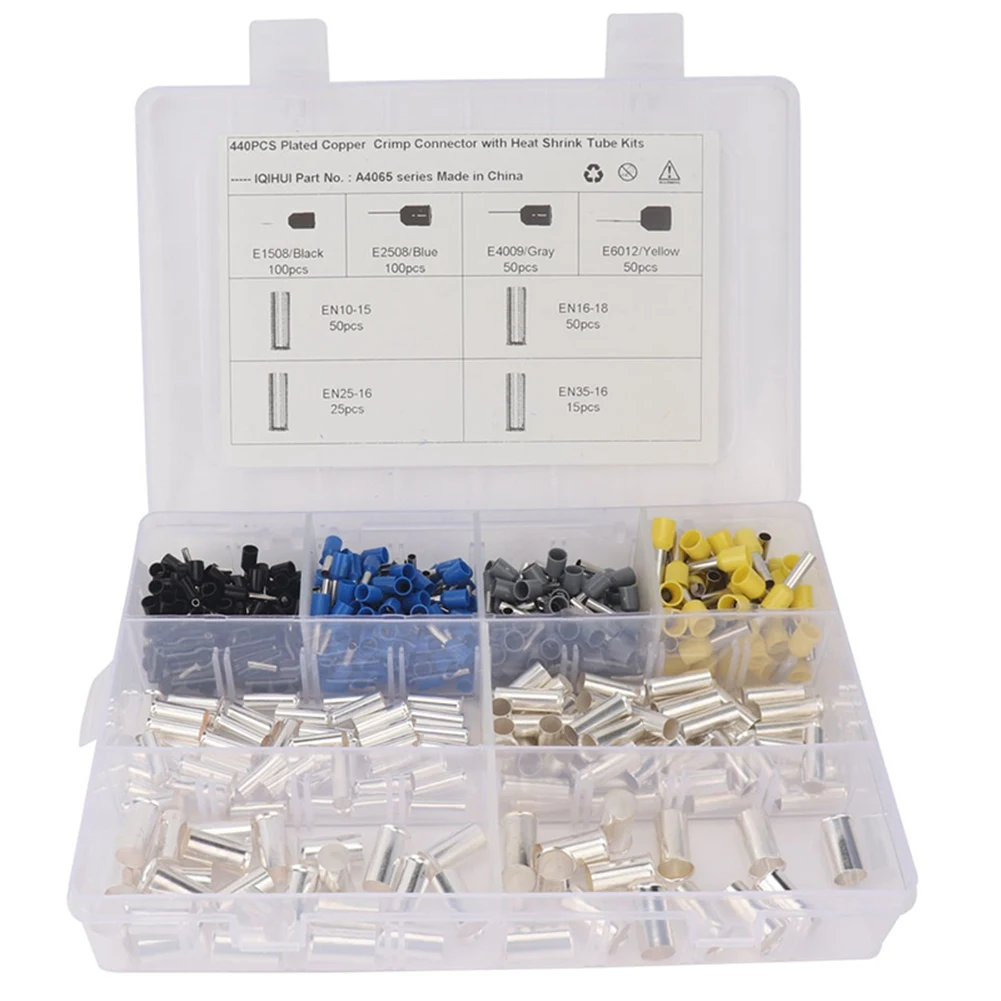 Super Sale 390Pcs AWG (2 4 6 8 10 12 14 16) Wire Ferrules Kits Crimp Terminal Connector Sleeves Crimping Tool