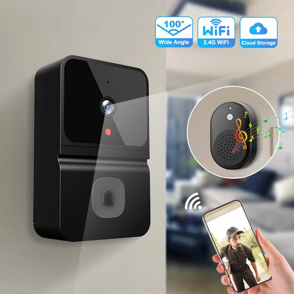 Wireless WiFi Doorbell Camera Battery Two Way Audio Smart Home P2P Door Bell Chime