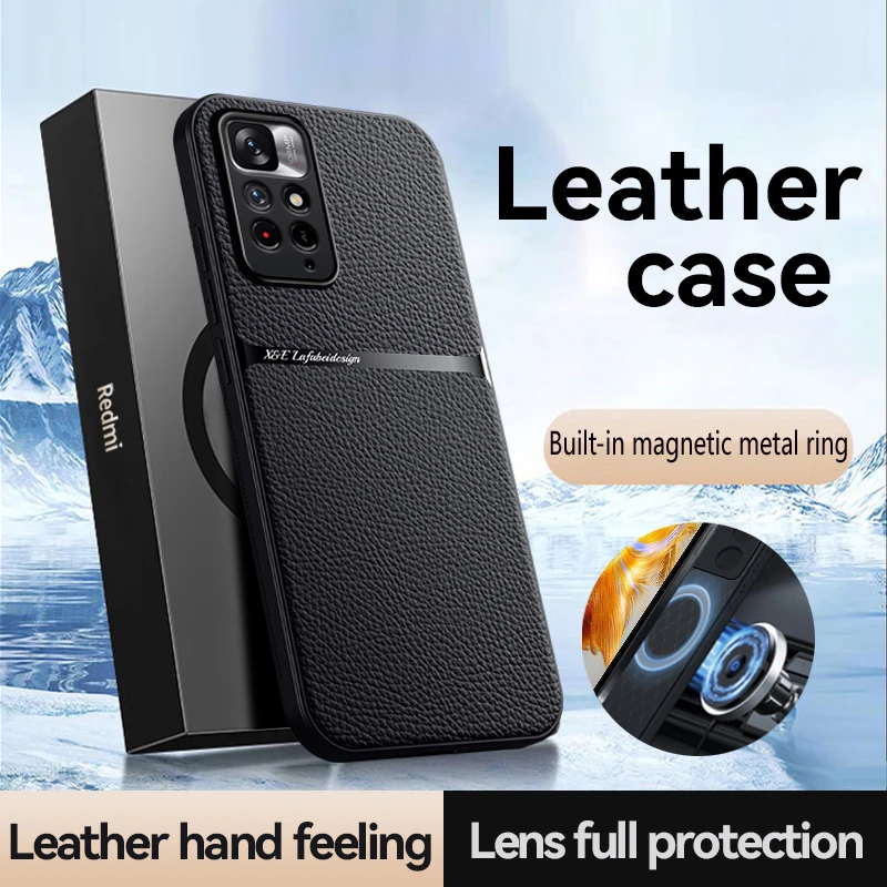 Magnetic Ring For Redmi Note 11 Pro Plus 11S 4G 11T 5G Silicone Soft TPU Leather Phone Case Lens Protection Back Cover Cases