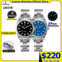 Cronos EX Diver Mechanical Men Watch 39mm Automatic PT5000 Sapphire Glass Bushed Bracelet Glide Clasp 10ATM L6031