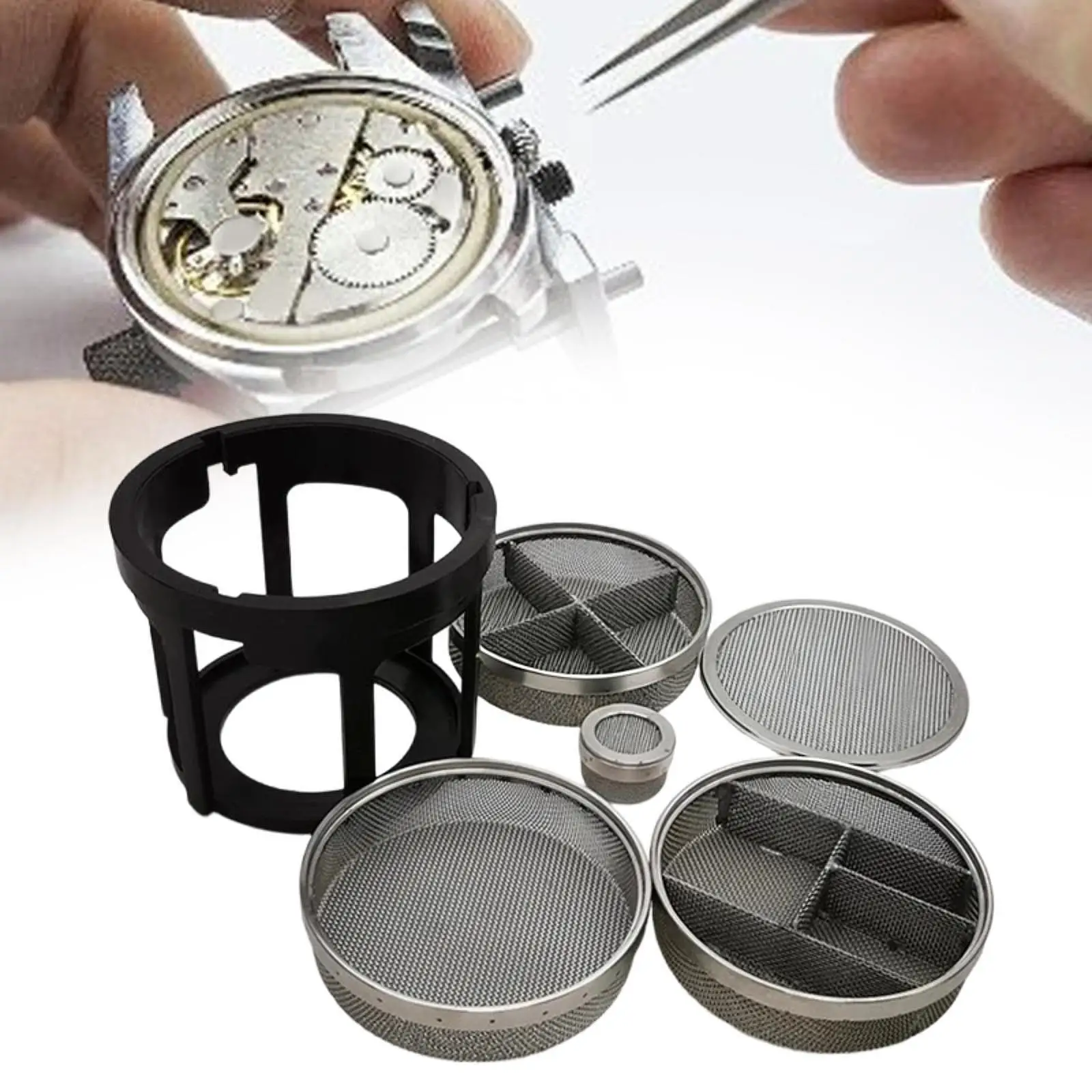 Watch Cleaner Mesh Basket Stainless Steel Storage Tray for Watch Repair Tool Kit and Parts Organization