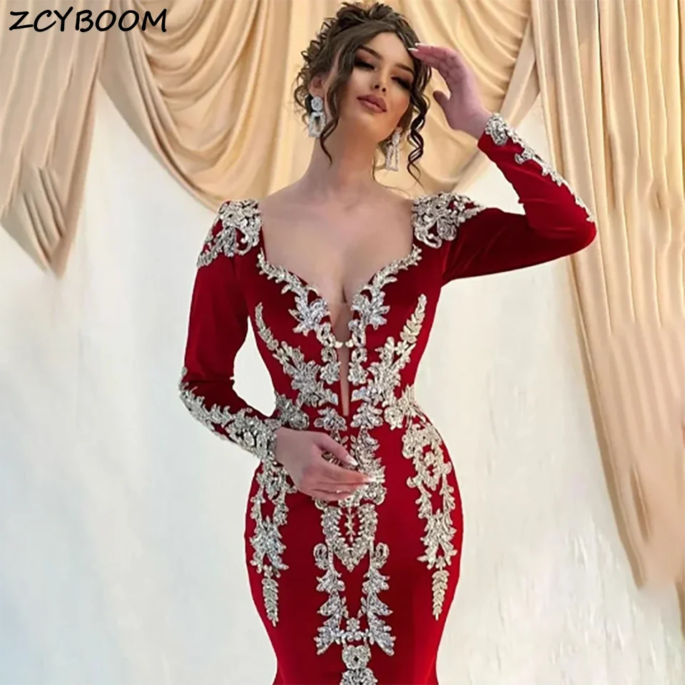 

Customized Burgundy Sequin Beaded Sweetheart Mermaid Wedding Dresses 2024 Long Sleeves Sweep Train Tulle Bridal Gowns For Women