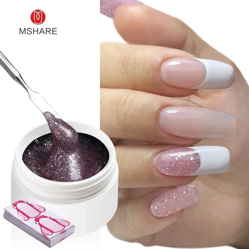 MSHARE 50ML Selbst Nivellierung Verlängerung Nagel Gel Set UV Led Bau Gel Für Maniküre Verlängern Französisch Nail art Bauen nagel