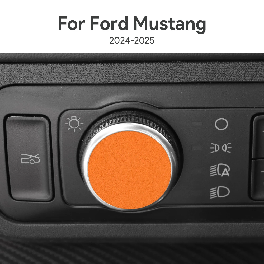 Top Suede Trim Sticker For Ford Mustang GT Dark Horse EcoBoost 2024 2025 Car Headlight Switch Start Engine Stop Button Interior